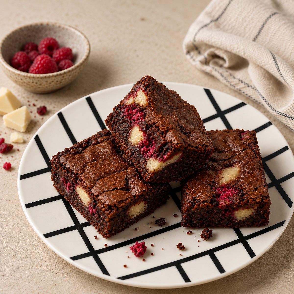 Homemade Raspberry & White Choc Mini-Brownie